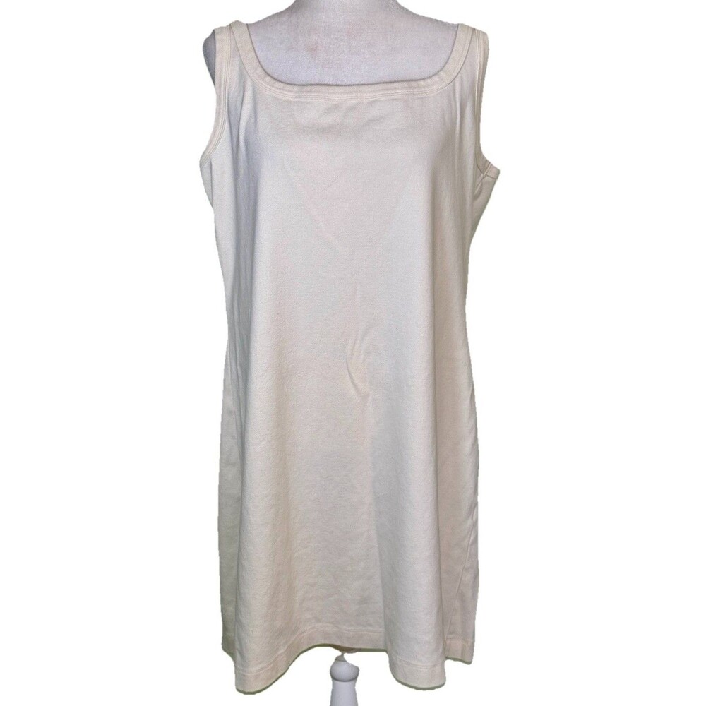 Eddie Bauer Ivory Minimalist Sleeveless Stretch Tank Dress Casual Relaxed Fit XL